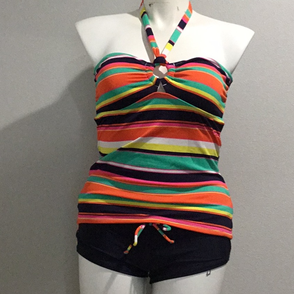 Hobie striped tankini boy short swimwear. Size XL.